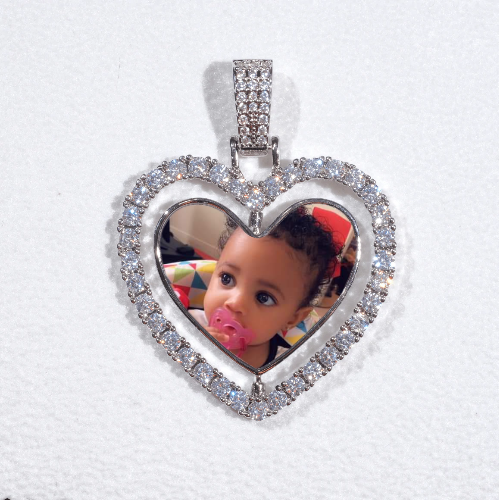 3D Spinning 2-Faced Heart Custom Picture Pendant
