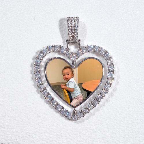 3D Spinning 2-Faced Heart Custom Picture Pendant