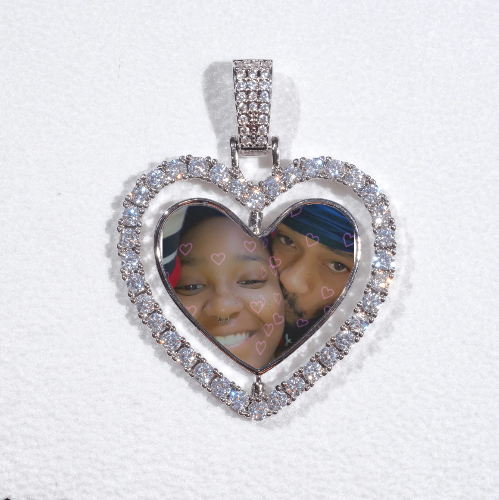 3D Spinning 2-Faced Heart Custom Picture Pendant