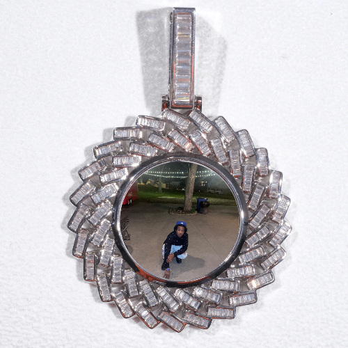 Large 3D Baguette Custom Picture Pendant