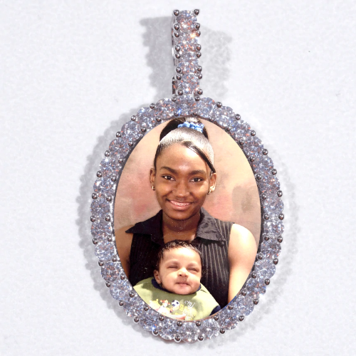 Large 3D Oval Custom Picture Pendant