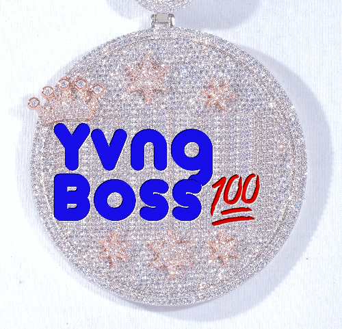 CUSTOM LETTER NECKLACE 3D BIG CROWN DISC