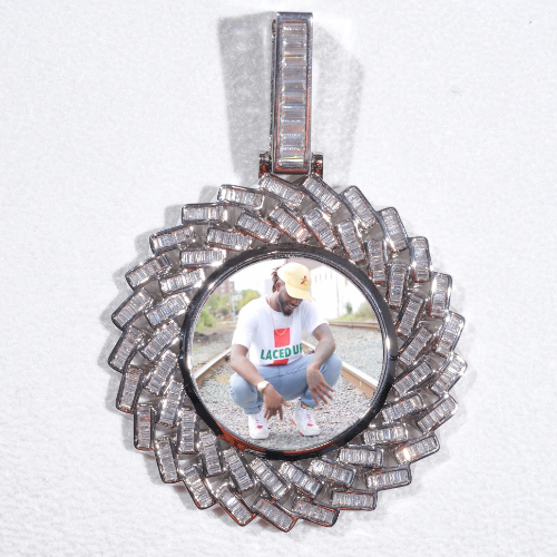 Large 3D Baguette Custom Picture Pendant