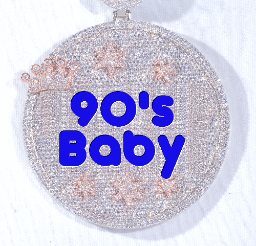 CUSTOM LETTER NECKLACE 3D BIG CROWN DISC
