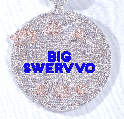 CUSTOM LETTER NECKLACE 3D BIG CROWN DISC