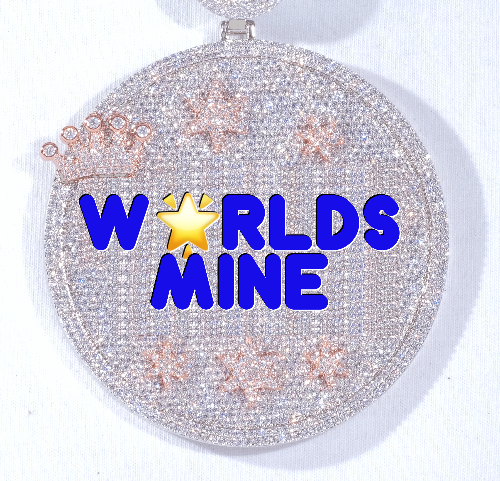 CUSTOM LETTER NECKLACE 3D BIG CROWN DISC