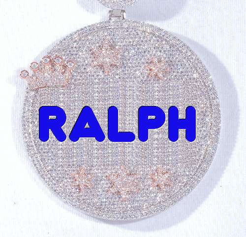CUSTOM LETTER NECKLACE 3D BIG CROWN DISC