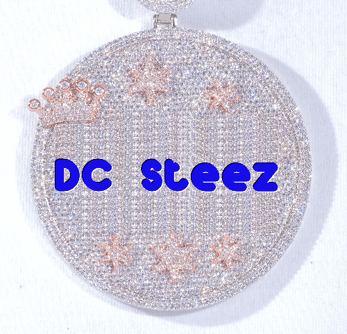 CUSTOM LETTER NECKLACE 3D BIG CROWN DISC