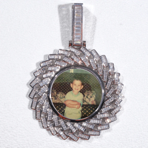 Large 3D Baguette Custom Picture Pendant