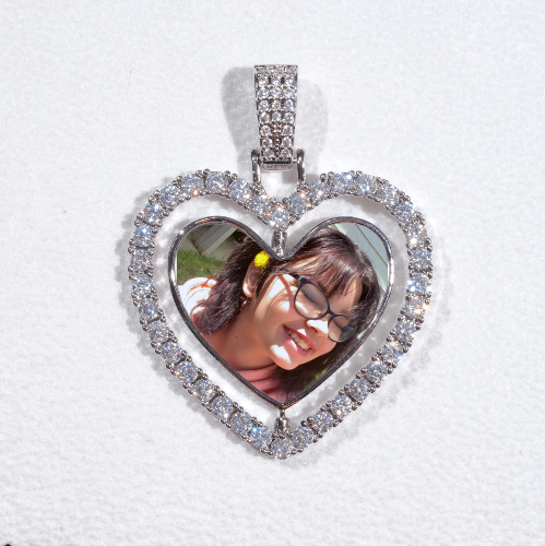 3D Spinning 2-Faced Heart Custom Picture Pendant
