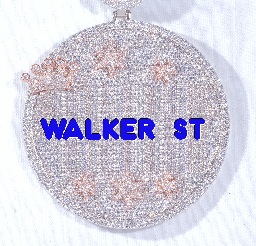 CUSTOM LETTER NECKLACE 3D BIG CROWN DISC