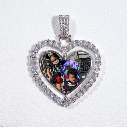 3D Spinning 2-Faced Heart Custom Picture Pendant