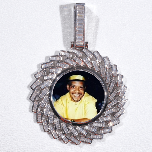Large 3D Baguette Custom Picture Pendant