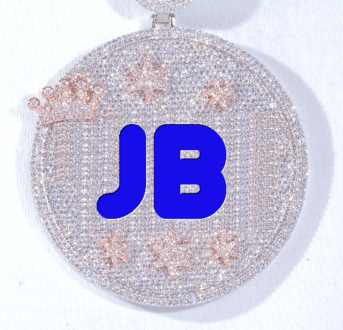 CUSTOM LETTER NECKLACE 3D BIG CROWN DISC