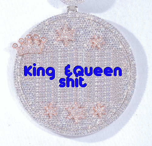 CUSTOM LETTER NECKLACE 3D BIG CROWN DISC