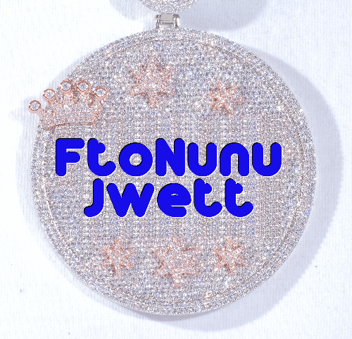 CUSTOM LETTER NECKLACE 3D BIG CROWN DISC