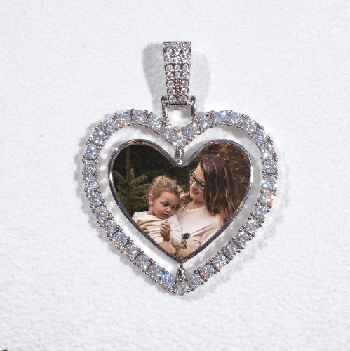 3D Spinning 2-Faced Heart Custom Picture Pendant