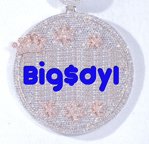 CUSTOM LETTER NECKLACE 3D BIG CROWN DISC