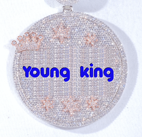 CUSTOM LETTER NECKLACE 3D BIG CROWN DISC