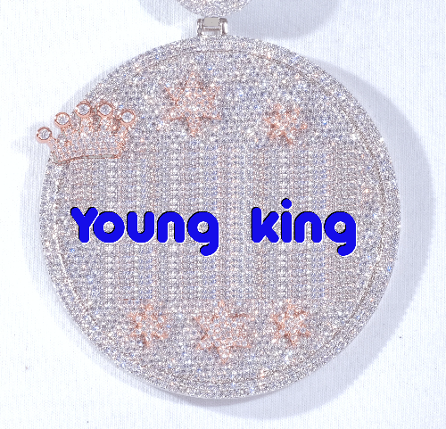 CUSTOM LETTER NECKLACE 3D BIG CROWN DISC
