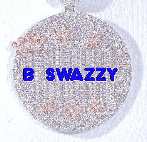 CUSTOM LETTER NECKLACE 3D BIG CROWN DISC