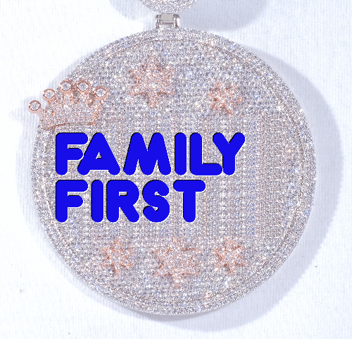 CUSTOM LETTER NECKLACE 3D BIG CROWN DISC