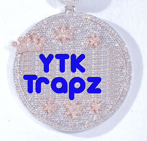 CUSTOM LETTER NECKLACE 3D BIG CROWN DISC