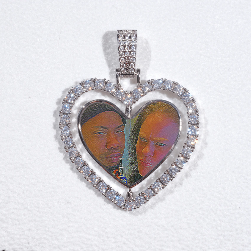 3D Spinning 2-Faced Heart Custom Picture Pendant