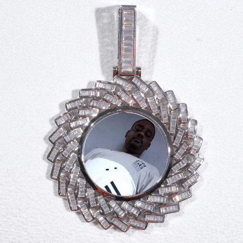 Large 3D Baguette Custom Picture Pendant