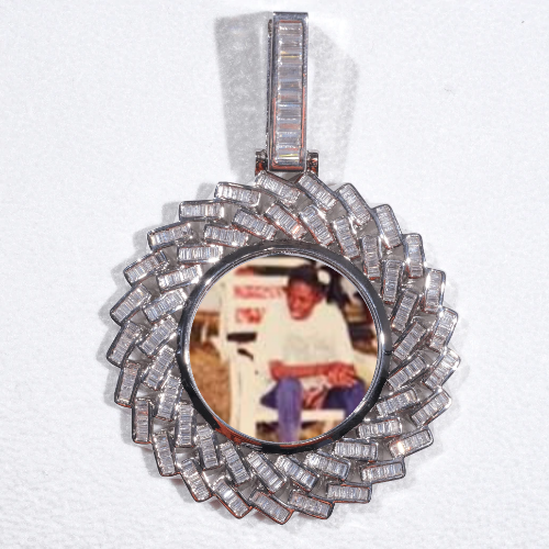 Large 3D Baguette Custom Picture Pendant