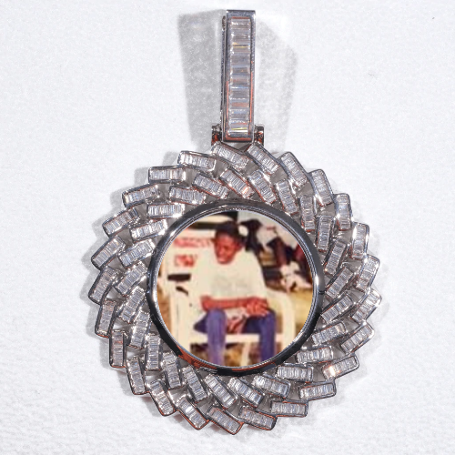 Large 3D Baguette Custom Picture Pendant