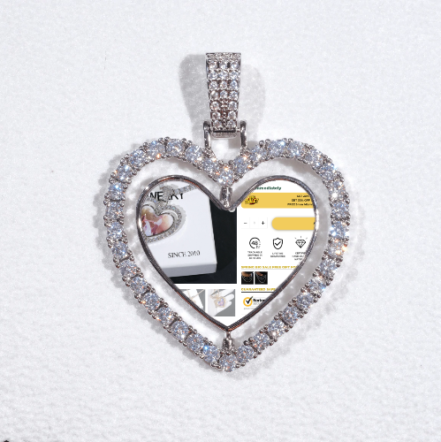 3D Spinning 2-Faced Heart Custom Picture Pendant