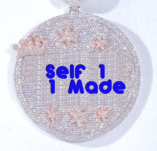 CUSTOM LETTER NECKLACE 3D BIG CROWN DISC