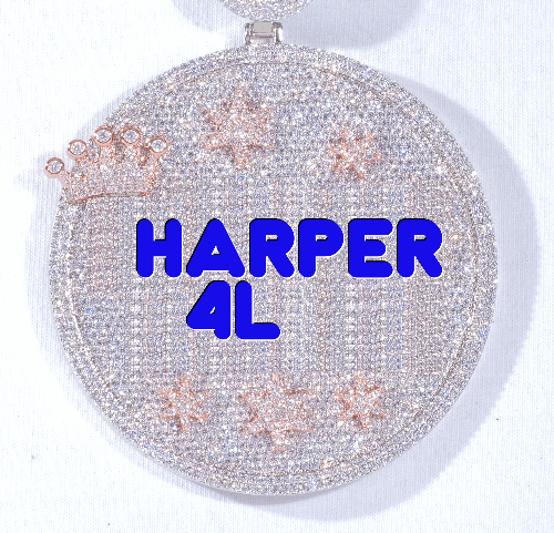 CUSTOM LETTER NECKLACE 3D BIG CROWN DISC