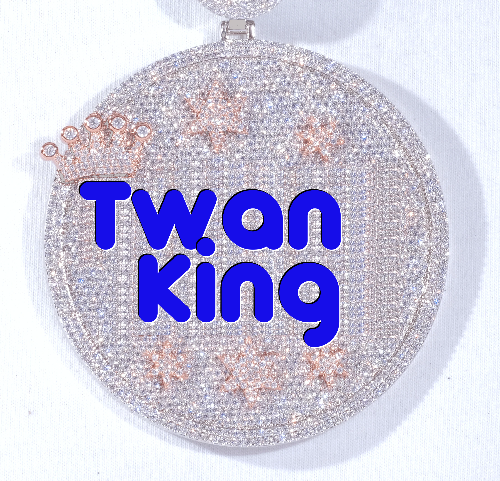 CUSTOM LETTER NECKLACE 3D BIG CROWN DISC