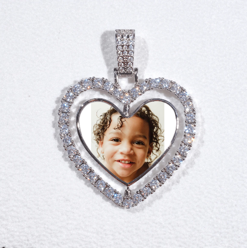 3D Spinning 2-Faced Heart Custom Picture Pendant