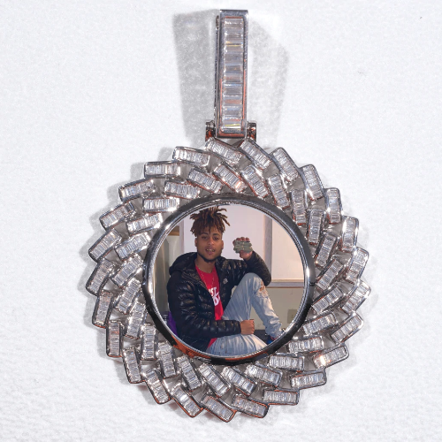 Large 3D Baguette Custom Picture Pendant