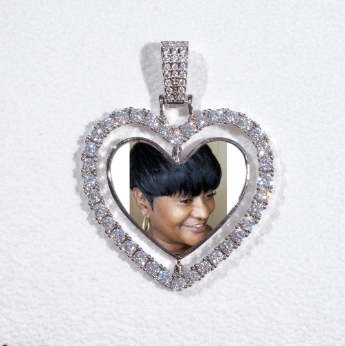 3D Spinning 2-Faced Heart Custom Picture Pendant