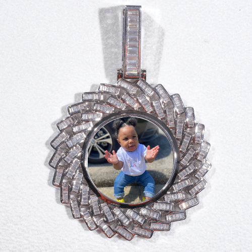 Large 3D Baguette Custom Picture Pendant