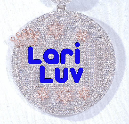 CUSTOM LETTER NECKLACE 3D BIG CROWN DISC