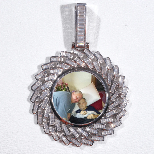 Large 3D Baguette Custom Picture Pendant