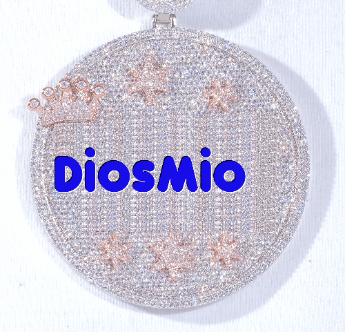 CUSTOM LETTER NECKLACE 3D BIG CROWN DISC