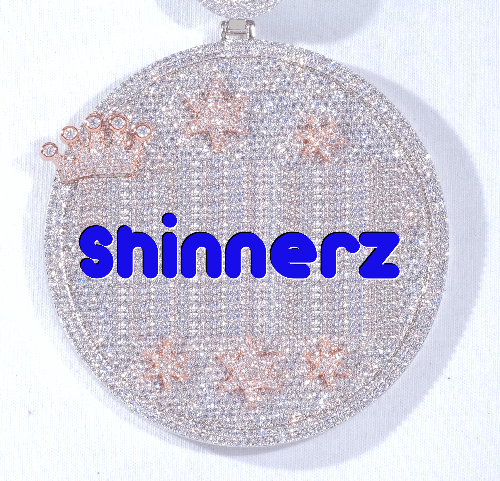 CUSTOM LETTER NECKLACE 3D BIG CROWN DISC