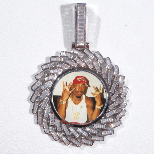 Large 3D Baguette Custom Picture Pendant