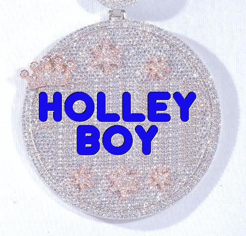 CUSTOM LETTER NECKLACE 3D BIG CROWN DISC