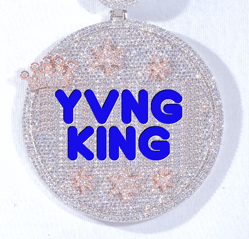 CUSTOM LETTER NECKLACE 3D BIG CROWN DISC