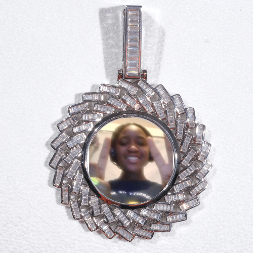Large 3D Baguette Custom Picture Pendant