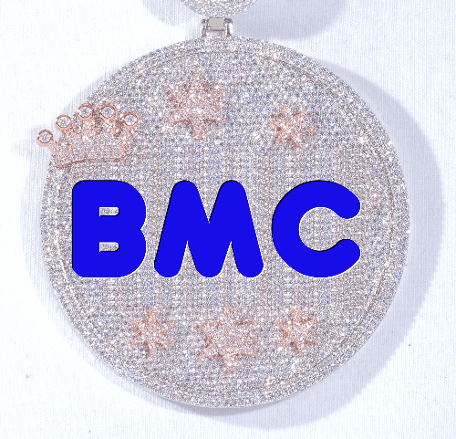 CUSTOM LETTER NECKLACE 3D BIG CROWN DISC