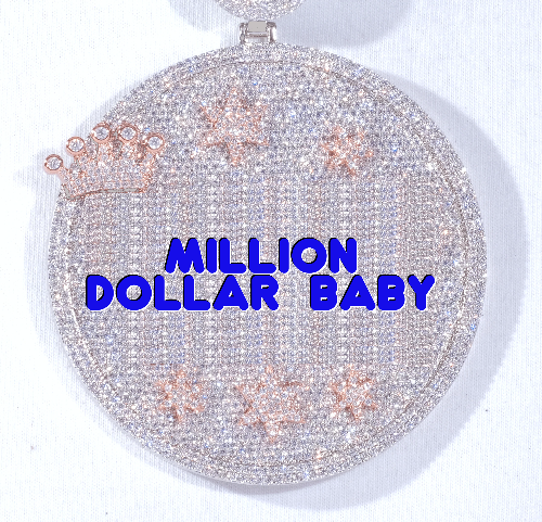CUSTOM LETTER NECKLACE 3D BIG CROWN DISC