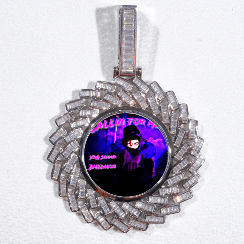 Large 3D Baguette Custom Picture Pendant